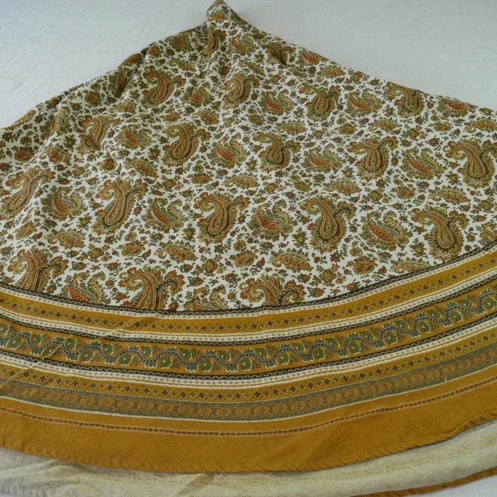 Artimino 85 Inch Round Cotton Tablecloth Paisley Floral Mustard French Country